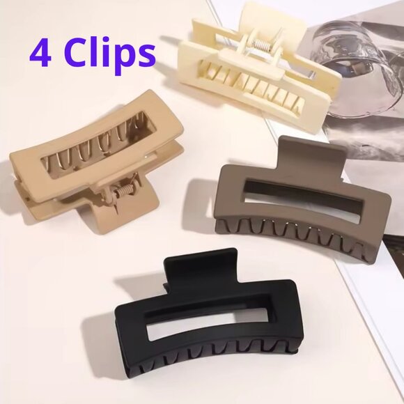 Hair Rectangle Clips, Set of 4 Different Colors. - Picture 1 of 7